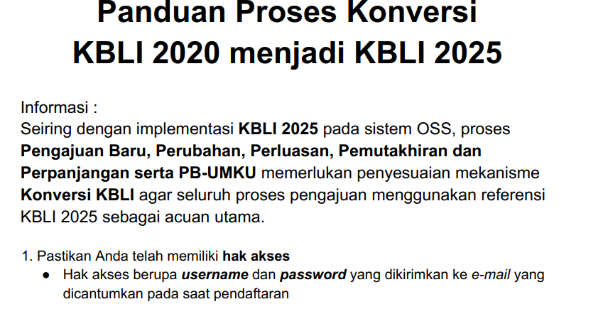 Cover Panduan Proses Konversi KBLI 2020 menjadi KBLI 2025
